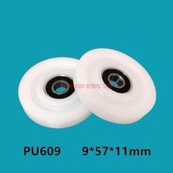 Salg Forhastet plastleje Nylon hjulrulleskive10 stk Indlejret 609 rille kuglelejer 9 * 57 * 11 mm styreskive