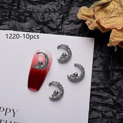 Retro Dark Punk 3d Nail Art Charms Alloy Tips Skull Rhineston Decor Halloween H1220