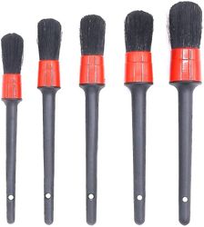 5 stk Premium Natural Boar Hair Detail Brush Set, Automotive Detaljer Børster