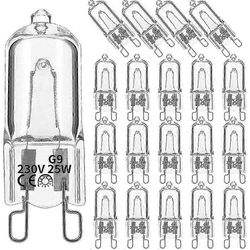 20kpl G9-halogeenilamput, 25W kirkkaat halogeenilamput himmennettävät, lämmin valkoinen 2800K kattokruunuille, riipuksille, maisemavaloille