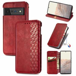 Kompatibel med Google Pixel 6 Pro Flip Case Etui Vintage Wallet Flip Cover med magnetisk lukning Coque - Blå rød