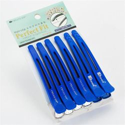 6pcs Hair Clips Pro Salon Frisør klemmer Klip Gummi Hår sektionsopdelning Clip Hairpin Styling Tilbehør Blå