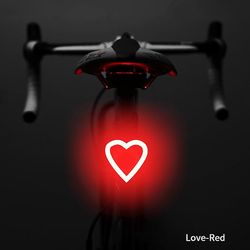 Uusi sydämenmuotoinen LED-pyörävalo USB ladattava polkupyörän takavalo vedenpitävä MTB C