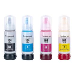 4 mustepullon sarja 70 ml Korvaamaan Epson 104 Compatible/non-OEM go inksistä