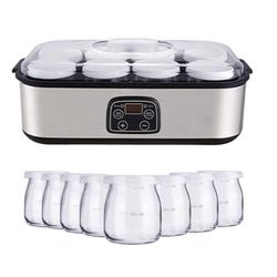 Probioottinen jogurttivalmistaja, probioottinen jogurttivalmistaja säädettävällä lämpötilan ja ajan säädöllä, jogurttipurkki 8 kannella US