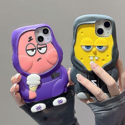 Morsomme Spongebobs Patricks Stjerner Tegneserie 3D Telefon Case For Iphone 11 12 13 14 Pro Max Xs XR X silikon støtsikkert deksel A2 For iphone 12