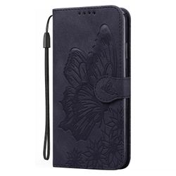 Gangxun Sag til Samsung Galaxy A42 5g Retro Flip Wallet prægning Butterfly Cover - Sort