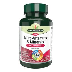 Natures Aid Luonto Auttaa monivitamiinit ja kivennäisaineita (raudan kanssa) 90 softgels