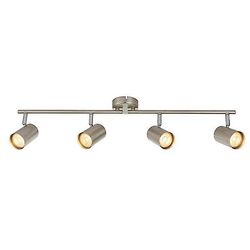Saxby Lighting (Poole) Saxby Arezzo - 4 Lys Spotlight Bar Satin Chrome Effect, Chrome Plate, GU10