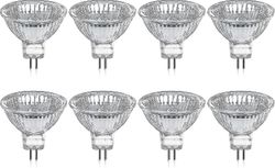 Pakkaus 8 halogeenilamppua Gu5.3 Mr16 35w 12v himmennettävä - lämmin valkoinen 2800k, 400 lumenia, lasikansi fi