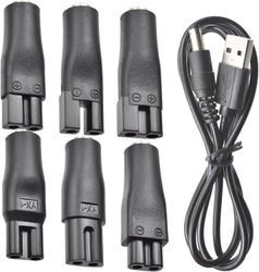 7 kpl virtajohto 5V vaihtolaturi USB-sovitin Sopii sähköisiin hiustenleikkureihin, partatrimmeriin, parranajokoneisiin, kauneusinstrumentteihin, pö...