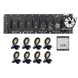 ETH-B75 BTC -kaivosemolevy, jossa G530 CPU + CPU Fan + 8XPower Cord LGA1155 8 PCIE 16X -näytönohjain musta