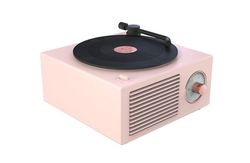 Yunshu Trådløs Bluetooth-højttaler, Retro Vinyl Record CD Style Player. Pink 10.5*10.5*4.5cm