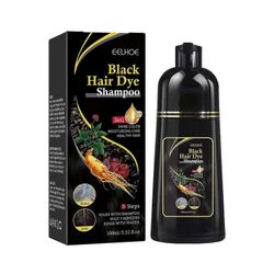 Hiusten väri shampoo, hiusvärishampoo 3 in1 harmaille hiuksille, yrtti musta hiusväri shampoo miehille harmaa peitto (musta) - FI