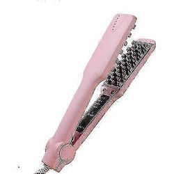 2025 Volumizing Hair Iron Straightener Keraaminen hiuspuristin Pörröinen hiuskiharrin Vaaleanpunainen EU Plug