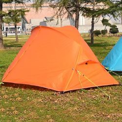 Tents Ultralet enkeltperson 20d nylon siliciumbelagt vandtæt vindtæt dobbeltlag to døre campingtelt Barraca Tienda de Orange