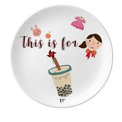 Drik Pearl Lk Te Mad Taiwan Datter Dessert Plate Dekorative Porcelæn 8 Tommer Dinner Home