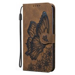 Gangxun Sag til Iphone 12 Mini Retro Flip Wallet prægning Butterfly Cover - Brown