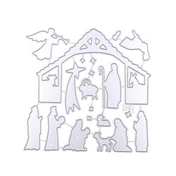 1 Aseta uskonto joulupukki metallin leikkaus kuolee stensiili DIY scrapbooking kohokuviointityökalu stanssaa joulupaperikortti albumimalli muottiko...