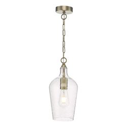 Dar Lighting Nida Dome Vedhæng Lys Antik Messing Glas