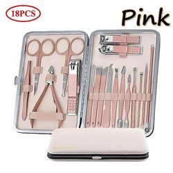 18-stk Værktøj Sæt rustfrit stål Nail Clippers Manicure Sæt Pedicure Pink