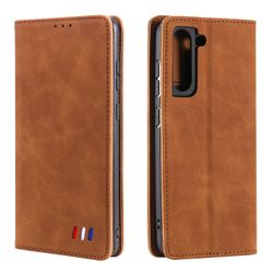 Etui til Samsung Galaxy S21 Fe Cover Magnetisk lukning tegnebog Bog Flip Folio Stand View Læder cover Stødsikker - Brun