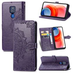 Etui til Motorola Moto G Play 2021 Cover Læder Tegnebog Cover Prægning Mandala Magnetisk Flip Beskyttelse Stødsikker - Violet