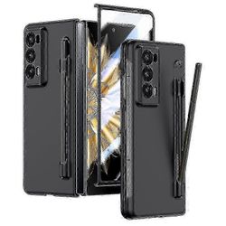 Honor Magic V2 5G Puhelinkotelo Skin-Touch Kuorella, Karkaistusta Lasista Näytönsuojalla & Styluksella Musta