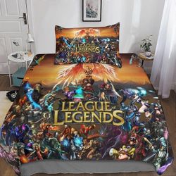 Kerota League of Legends 3D-tulostettu pussilakanasetti LOL-vuodevaatteet vetoketjusulkimella, pehmeä mikrokuitu 2-osainen tyynyliinoilla lapsille ...