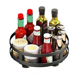 360 astetta pyörivä mausteteline Liukumaton hiiliteräksinen säilytysalusta varastosäiliön maustesarjalle Musta A
