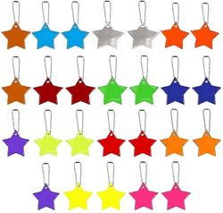 26kpl Turvaheijastin riipus, lasten heijastin riipus, tähti turvaheijastin koululaukku reppu Pyöräily Kävely Juoksu(13 värit)