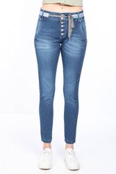 Blue-White Stropløse jeans til kvinder BLÅ 32