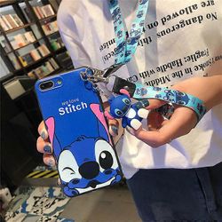 Baiccf iPhone 14 -kotelo, jossa HD-näytönsuoja, Cute Stitch Cartoon 3D -hahmon silikoninen suojakotelo Applelle 6.1 tuumaa, 2 kaulanauha, 1 matkapu...