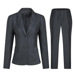 Kvinders 2 Piece Office Lady Jakkesæt Sæt Slim Fit Blazer Pant Mørk grå M