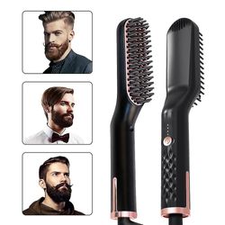 Jying Ptc Opvarmning Hår Glattejern Brush Comb Personlig Pleje Glat Mænds Styling Form Anti Statisk Fluffy lige skæg Comb Sort UK Plug