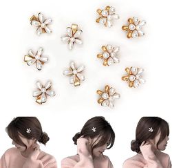 Xqday 10 stk Små Perlehår Klo Klip Mini Perleklo Clips Med Blomster design
