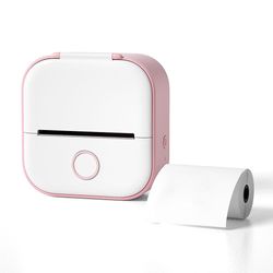 Abracing Mini Pocket Printer Bærbar Bluetooth-kompatibel termisk skriver Blekkfri klistremerkeskriver Rosa