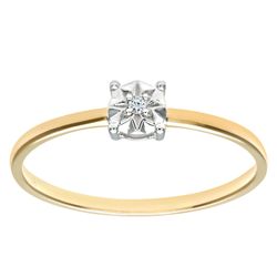 Jewelco London 9ct Gul Guld Runde 1pts Diamond Illusion Star Kabale Forlovelsesring 5mm I-J