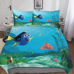 o4679 Lakanat Nemo-pussilakanasetin löytäminen 3D-tulostettu, pehmeä mikrokuitu Dory-peittopeiton löytäminen 3 kappaletta vetoketjulla suljettava v...