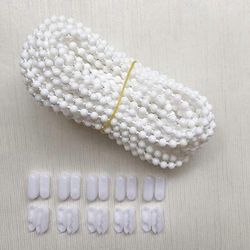 Ersam 10 metrin sokea ketju 10 liittimellä, johto pystysuoraan venetsialaiseen rullaverhoon, varaosat, (valkoinen)