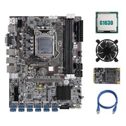 B75 eth mboard 12 PCIe til USB A1155 med G1630 CPU + MSATA SSD 64G + ing blæser + RJ45 net