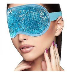 Ice Eye Mask Kolde øjenmaske frosset med plys opbakning til hovedpine, migræne, stress relief blå