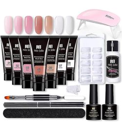 forlengelse Gel Nail Kit - Nail Enhancement Gel 7 Farger Pink Nude Alt i ett Kit Med Nail Lamp-yky