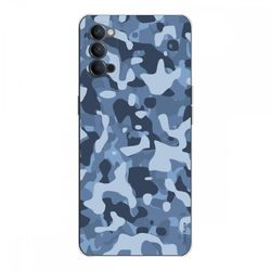 Crazy Kase Hull For Oppo Reno4 5g Silikone Soft 1 Mm, Blå Militær Camouflage