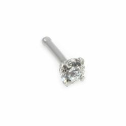 BodyJewelryOnline 14K næseben massivt hvidguld med 2mm ægte diamantjuvel - 20ga-1/4(6 mm)