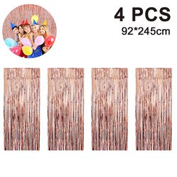 Aoweisia 4pcs Fringe Gardiner til fødselsdag Bryllup Party Dekorationer (rose Guld)