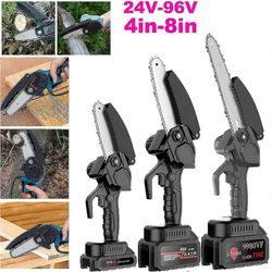 Langaton sähköinen moottorisaha 96V kannettava mini sähkösaha yhden käden moottorisaha akkukäyttöinen, ladattava kädessä pidettävä moottorisaha lei...
