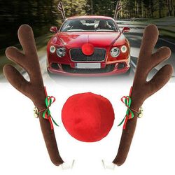 Service-oriented julebil auto lastebil dekorasjon gevir og nese sett reinsdyr elg xmasdecor Brown