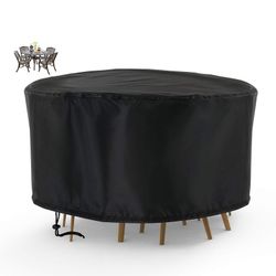 Puutarhapöydän päällinen suuri patiopöytätuolien päällinen, vedenpitävä pölytiivis ripsitiivis pyöreä ulkokalusteiden päällinen