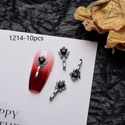 Retro Dark Punk 3d Nail Art Charms Alloy Tips Skull Rhineston Decor Halloween H1214